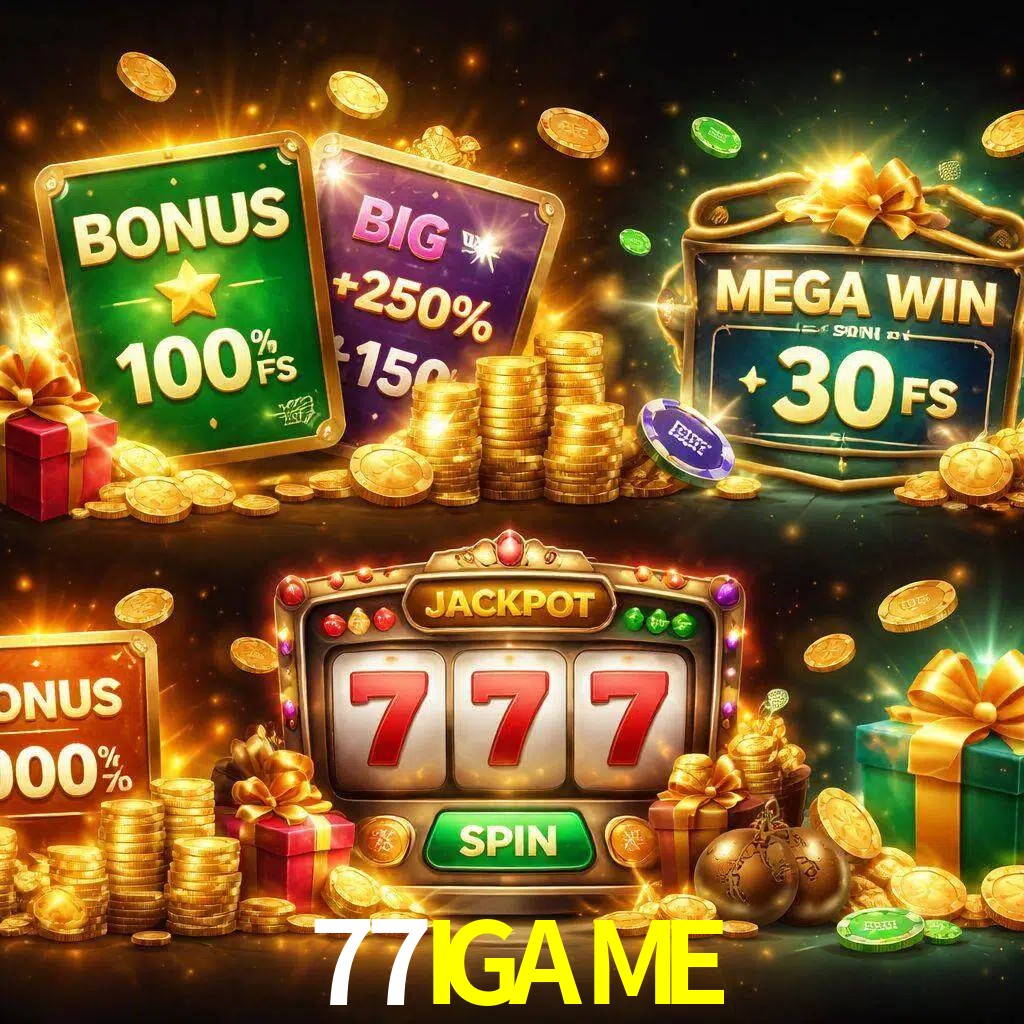 Tipos de bonos 77IGAME incluyendo recompensas de bienvenida y promociones continuas