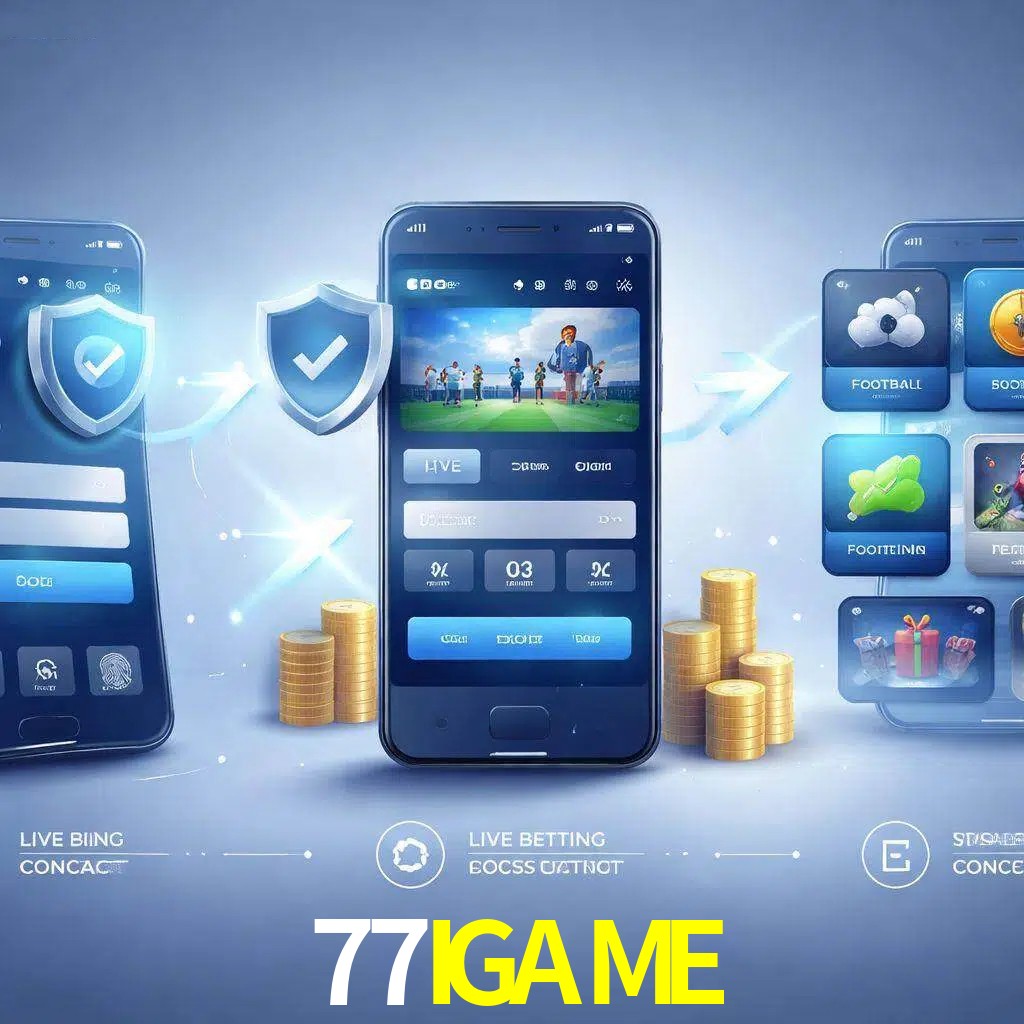 Pasos de acceso a la app 77IGAME en pantalla de teléfono móvil